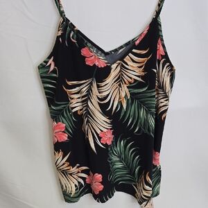 Emery Rose Floral Spaghetti Strap Tank Top, Black, Women's Size‎ Large, NEW